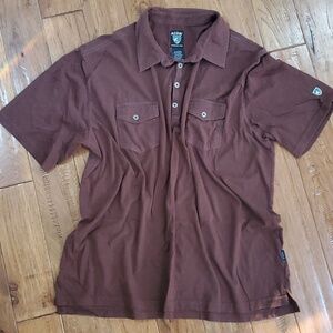 Kuhl Brown 1/4 button polo shirt